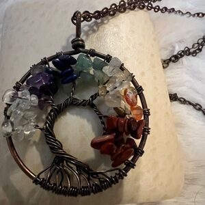 Colorful Tree of Life Pendant Necklace